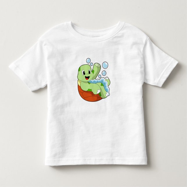 Camiseta De Bebé Tortuga bañándose con espuma (Anverso)