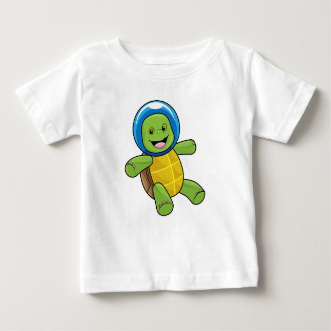Camiseta De Bebé Tortuga como astronauta con bola de vidrio (Anverso)
