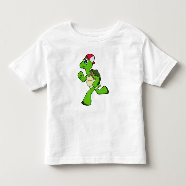 Camiseta De Bebé Tortuga como corredora con gorra (Anverso)
