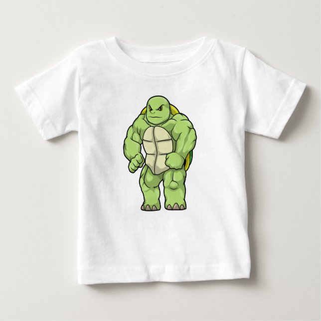 Camiseta De Bebé Tortuga como culturista con paquete de seis (Anverso)