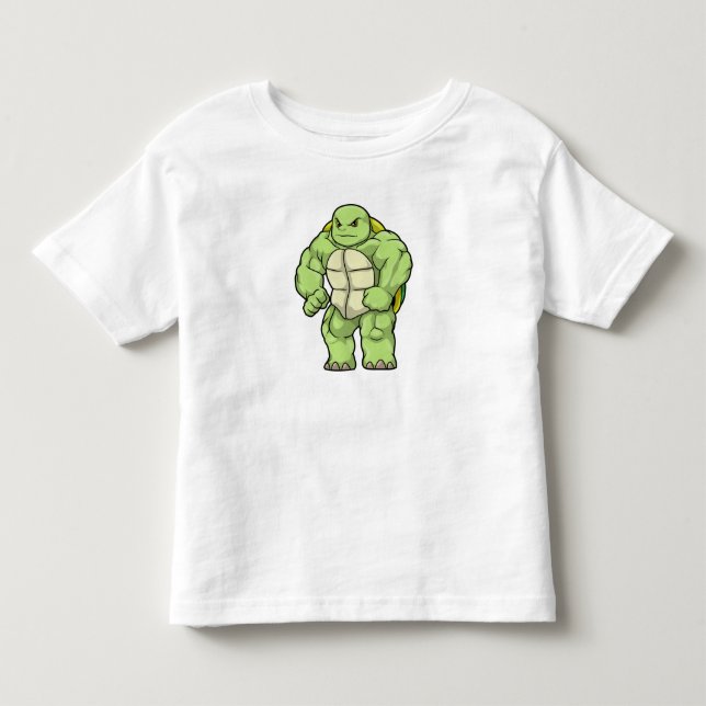 Camiseta De Bebé Tortuga como culturista con paquete de seis (Anverso)