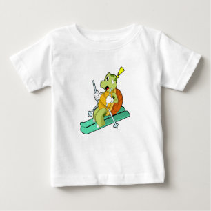 Camiseta De Bebé Tortuga como esquiadora con esquí
