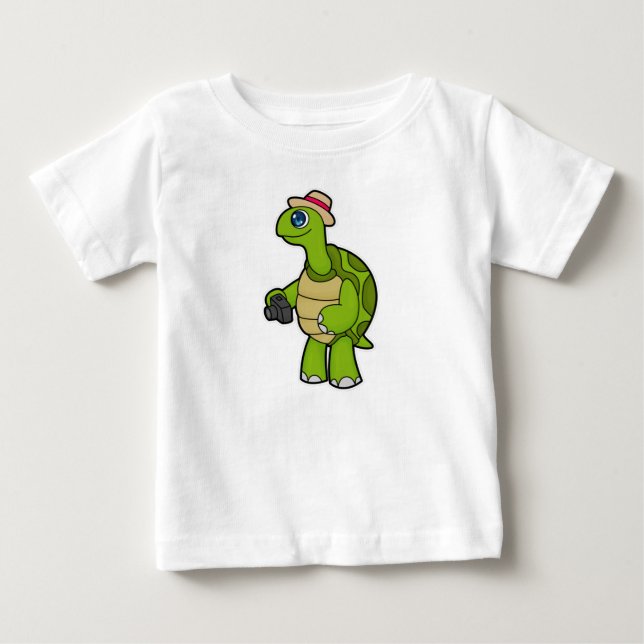 Camiseta De Bebé Tortuga como fotógrafo con cámara (Anverso)