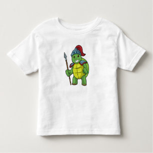 Camiseta De Bebé Tortuga como guerrera con Spear y Helmet
