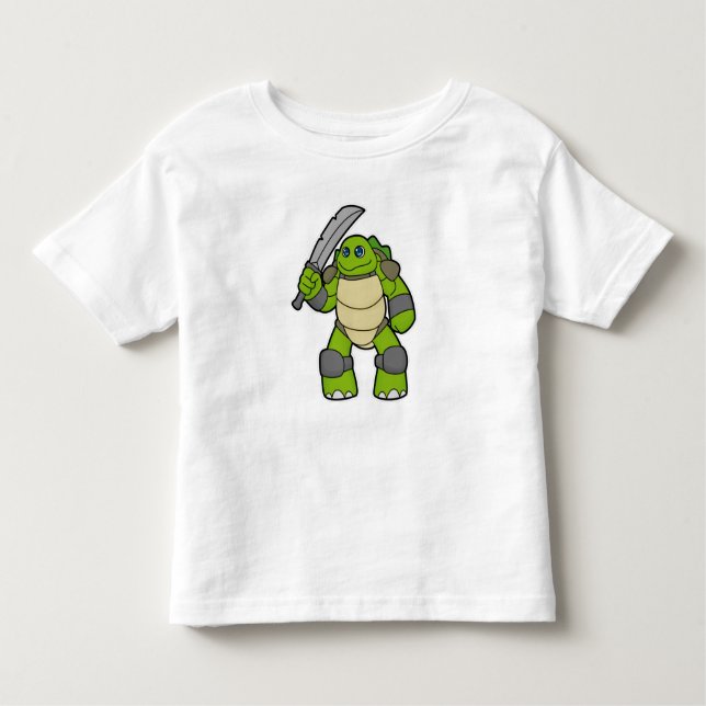Camiseta De Bebé Tortuga como guerrero con espada (Anverso)
