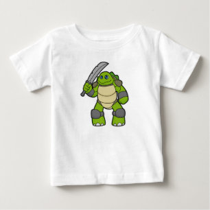 Camiseta De Bebé Tortuga como guerrero con espada