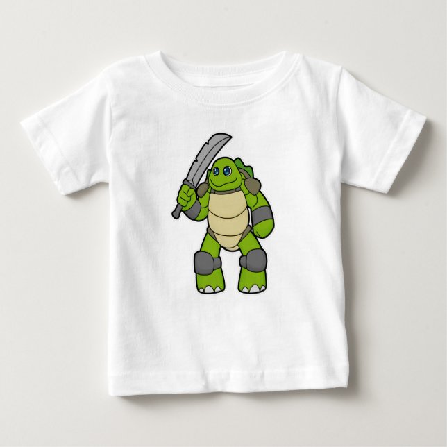 Camiseta De Bebé Tortuga como guerrero con espada (Anverso)