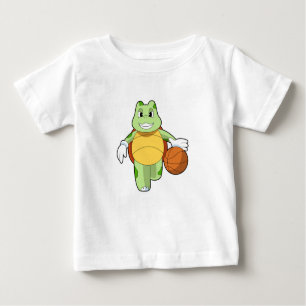 Camiseta De Bebé Tortuga como jugador de baloncesto con baloncesto.