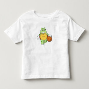 Camiseta De Bebé Tortuga como jugador de baloncesto con baloncesto.
