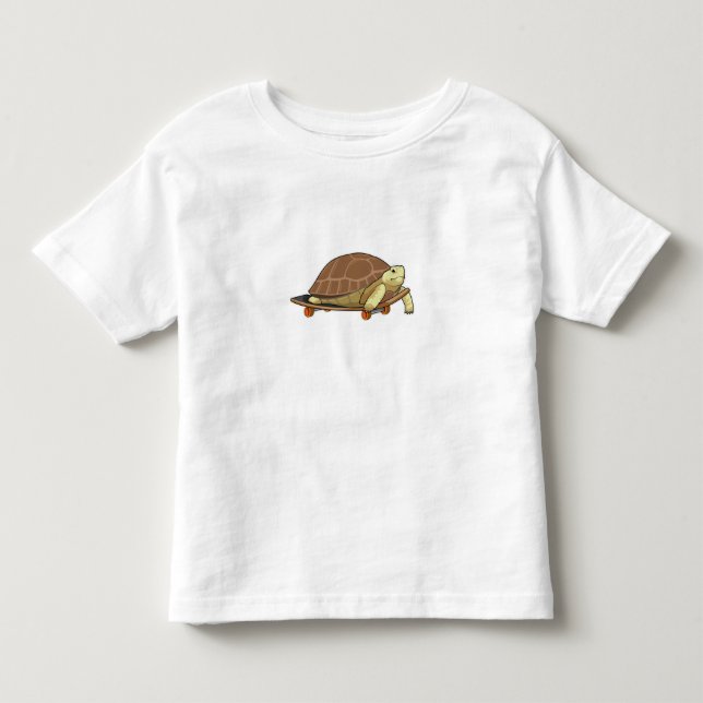 Camiseta De Bebé Tortuga como patinador con patineta (Anverso)