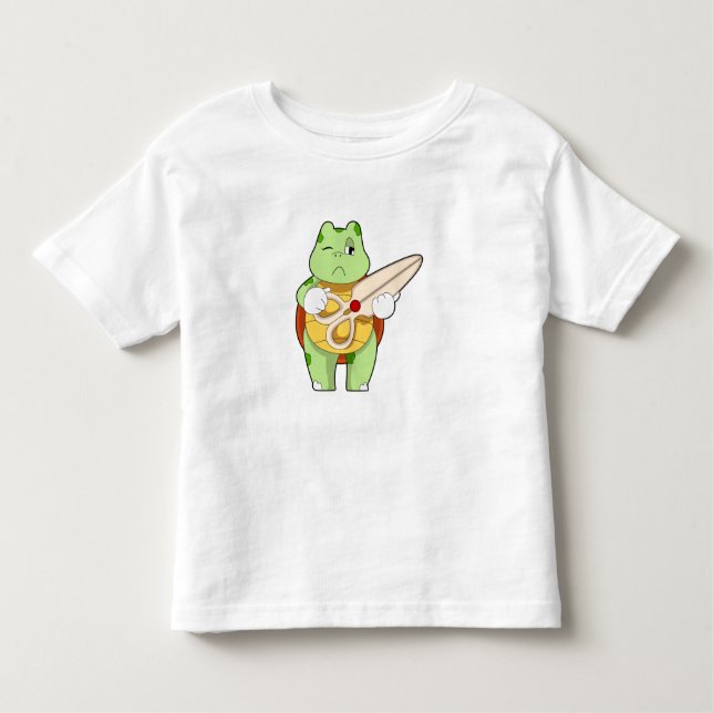 Camiseta De Bebé Tortuga como peluquero con tijeras (Anverso)