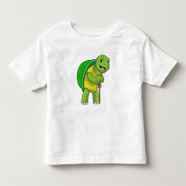 Camiseta De Bebé Tortuga como pensionista con palo (Anverso)