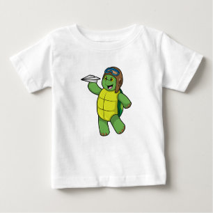 Camiseta De Bebé Tortuga como piloto con plano de papel