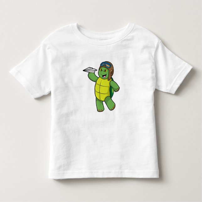 Camiseta De Bebé Tortuga como piloto con plano de papel (Anverso)