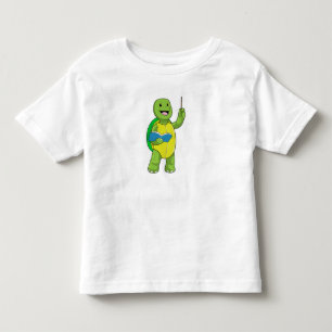 Camiseta De Bebé Tortuga como profesor con libro y puntero