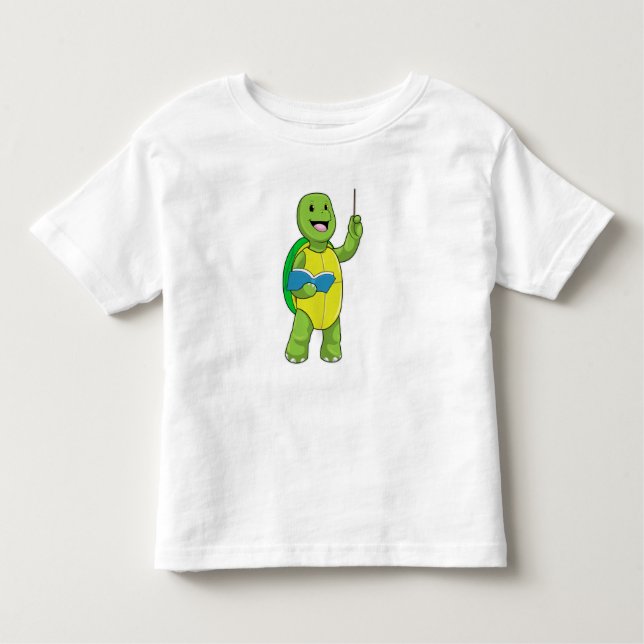 Camiseta De Bebé Tortuga como profesor con libro y puntero (Anverso)