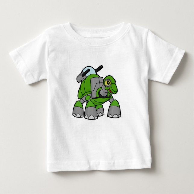 Camiseta De Bebé Tortuga como robot con cañones (Anverso)