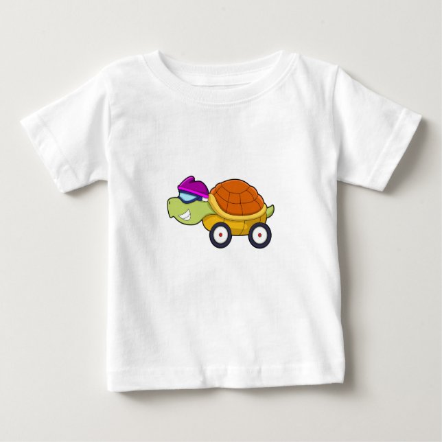 Camiseta De Bebé Tortuga con caparazón como auto (Anverso)