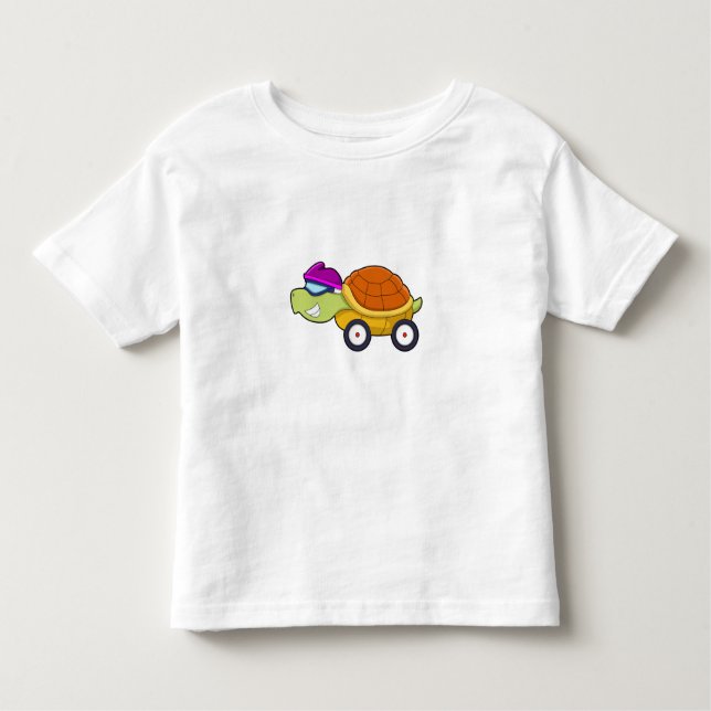 Camiseta De Bebé Tortuga con caparazón como auto (Anverso)