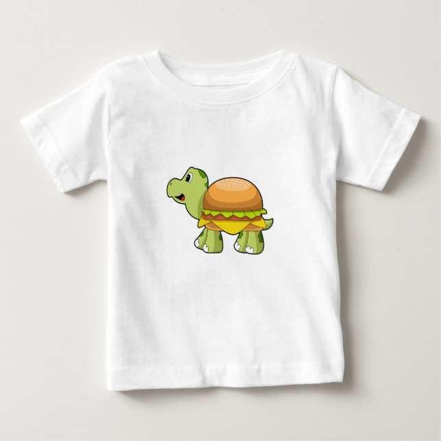 Camiseta De Bebé Tortuga con caparazón como hamburguesa. PNG (Anverso)