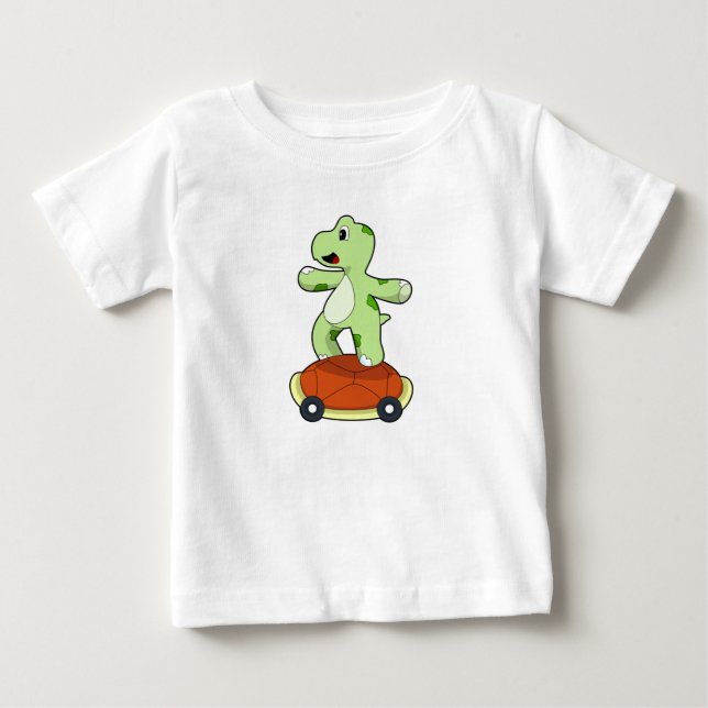 Camiseta De Bebé Tortuga con caparazón como patineta (Anverso)