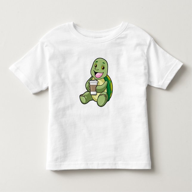 Camiseta De Bebé Tortuga con caparazón y café a tomar (Anverso)