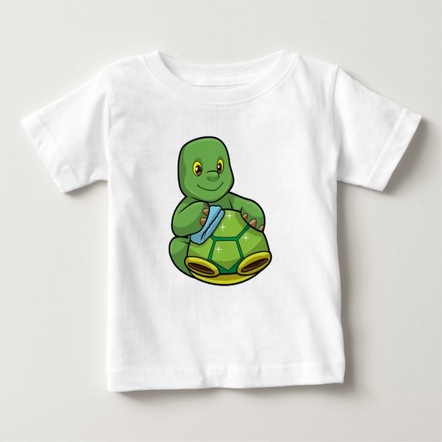 Camiseta De Bebé Tortuga con caparazón y raya de limpieza (Anverso)