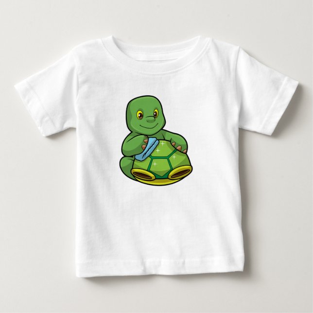 Camiseta De Bebé Tortuga con caparazón y trapo de limpieza (Anverso)