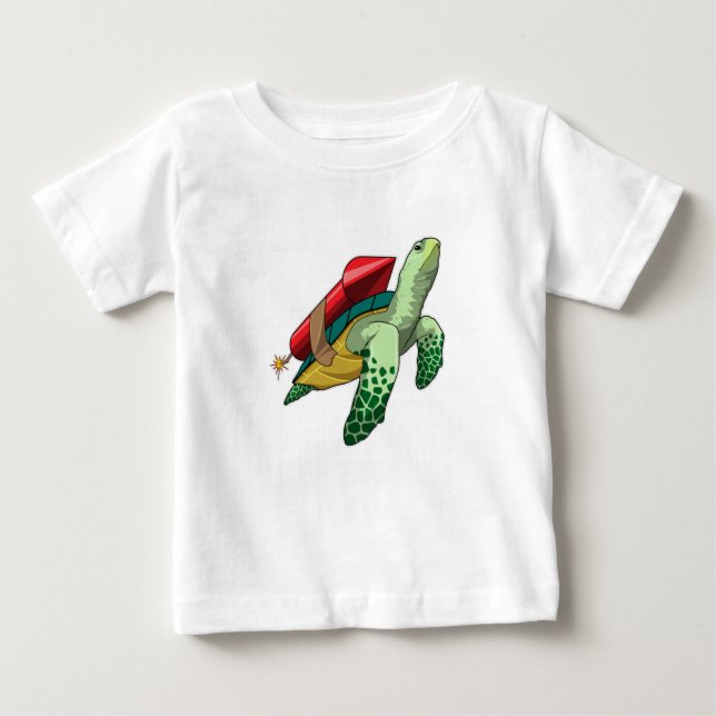 Camiseta De Bebé Tortuga con cohetes (Anverso)