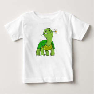 Camiseta De Bebé Tortuga con margarita florida