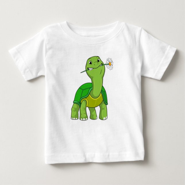 Camiseta De Bebé Tortuga con margarita florida (Anverso)
