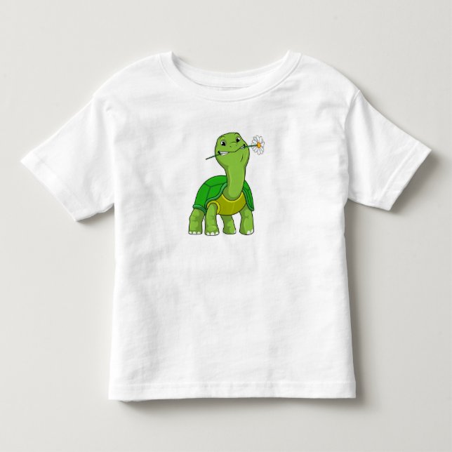 Camiseta De Bebé Tortuga con margarita florida (Anverso)