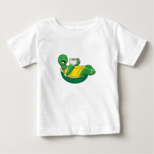 Camiseta De Bebé Tortuga con taza de café