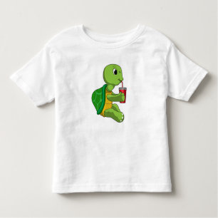 Camiseta De Bebé Tortuga con taza para beber con paja