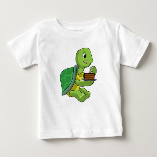 Camiseta De Bebé Tortuga con torta (Anverso)