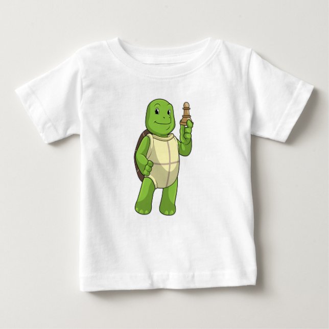 Camiseta De Bebé Tortuga de ajedrez con peón de ajedrez (Anverso)