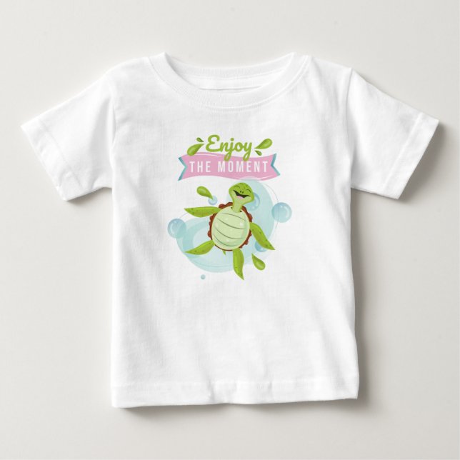 Camiseta De Bebé Tortuga de carácter Feliz Disfruta la vida (Anverso)