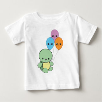 Camiseta De Bebé Tortuga del bebé con los globos del kawaii