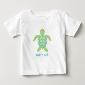 Camiseta De Bebé Tortuga dulce verde y azul bebé