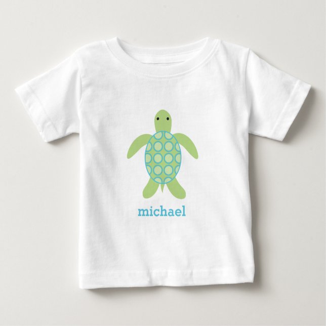 Camiseta De Bebé Tortuga dulce verde y azul bebé (Anverso)