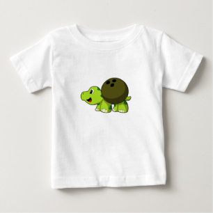 Camiseta De Bebé Tortuga en el Bowling con bolas