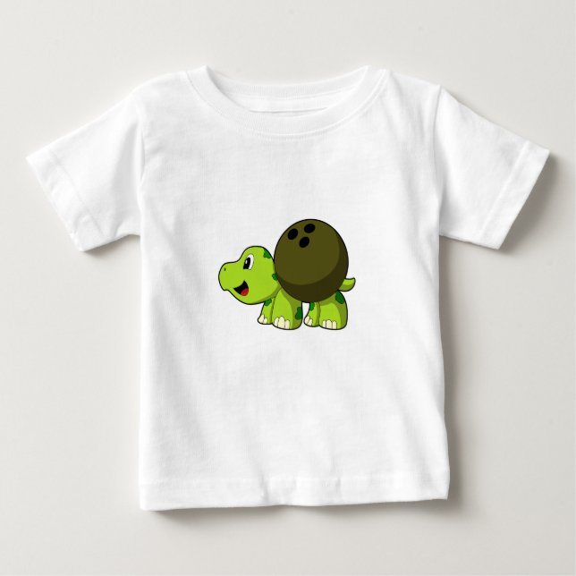 Camiseta De Bebé Tortuga en el Bowling con bolas (Anverso)