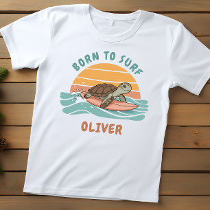 Camiseta De Bebé Tortuga Marina Bebé Vibraciones Retro de Surf - Na