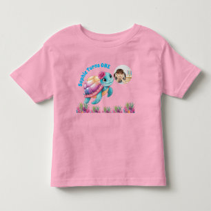 Camiseta De Bebé Tortuga marina floral cúrcuma foto cumpleaños