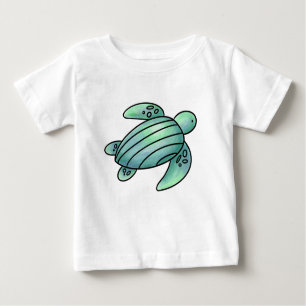 Camiseta De Bebé tortuga marina pintada de color azul personalizado