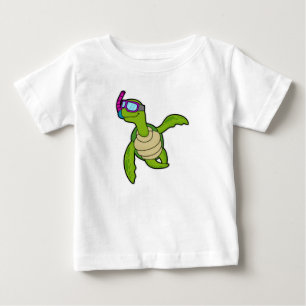 Camiseta De Bebé Tortuga nadando con Snorkel