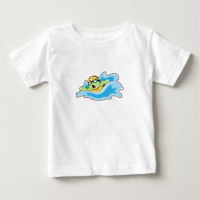 Camiseta De Bebé Tortuga nadando en el agua (Anverso)