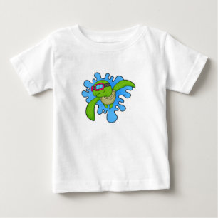 Camiseta De Bebé Tortuga Natación Gafas de natación