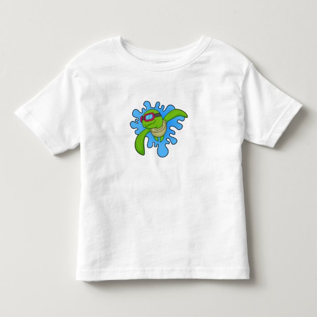 Camiseta De Bebé Tortuga Natación Gafas de natación (Anverso)