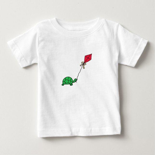 Camiseta De Bebé Tortuga verde volando cometa roja (Anverso)